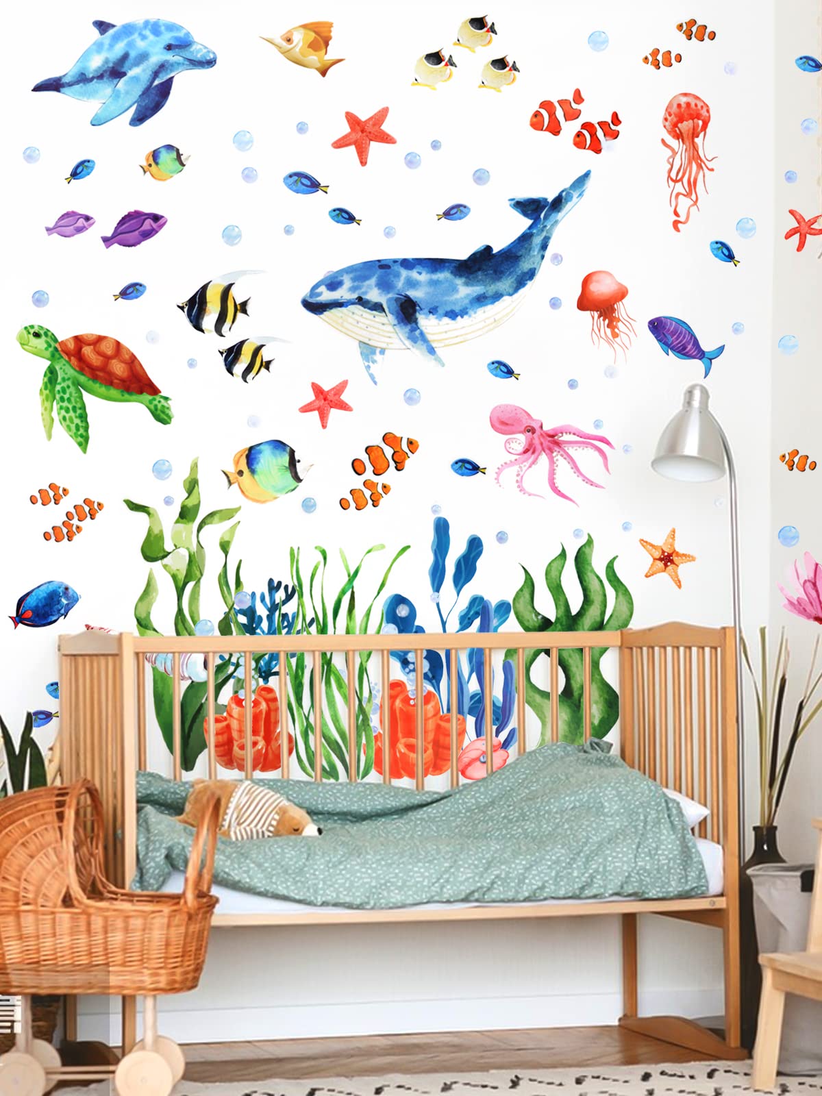 Kalolary Under The Sea jellyfish decal brings color and gentle movement to decor