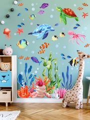 Kalolary Under The Sea sea turtle decal creates friendly focal points in kids rooms