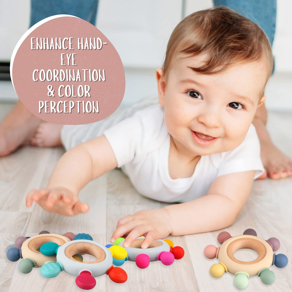 Kalovin silicone teether ocean design with colorful chew surfaces