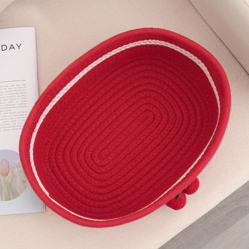 Kamuavni toy-organizer basket helps tidy kids' toys with cherry accents.
