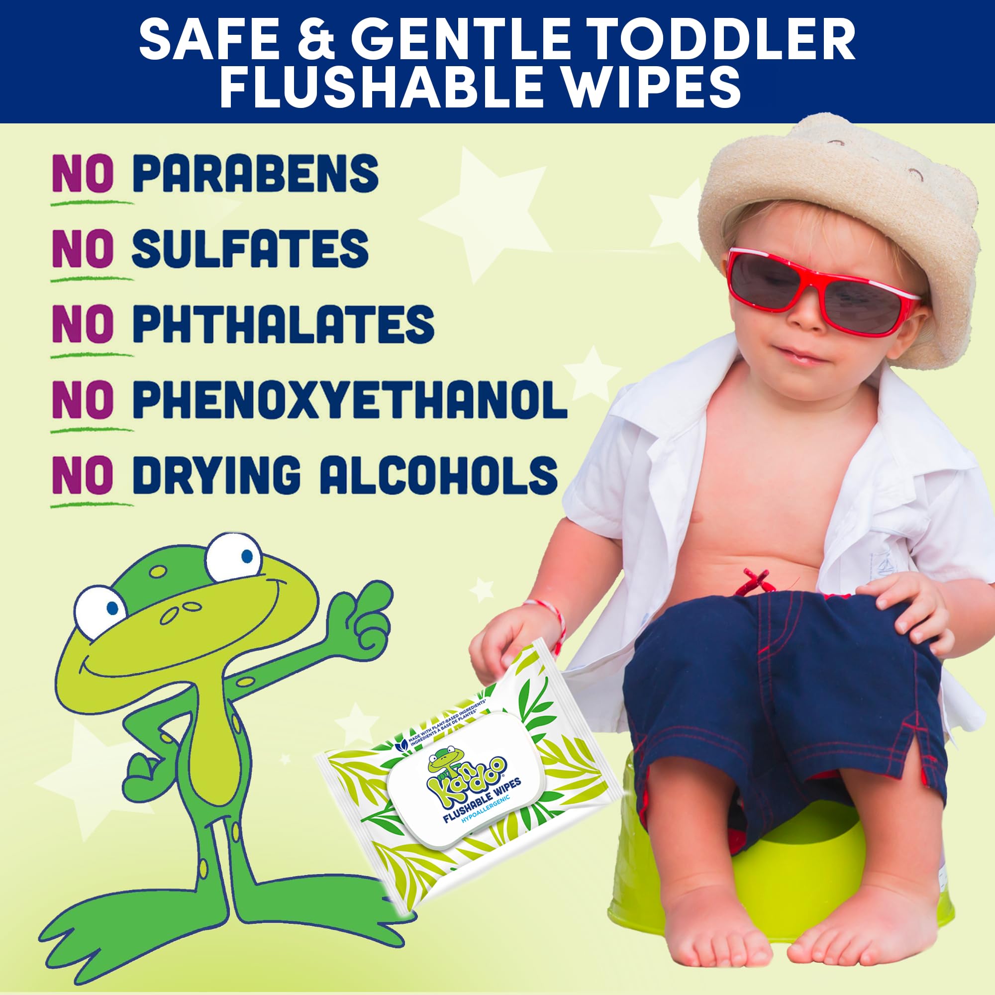 Kandoo flushable wipes unscented close-up highlighting gentle care for kids.
