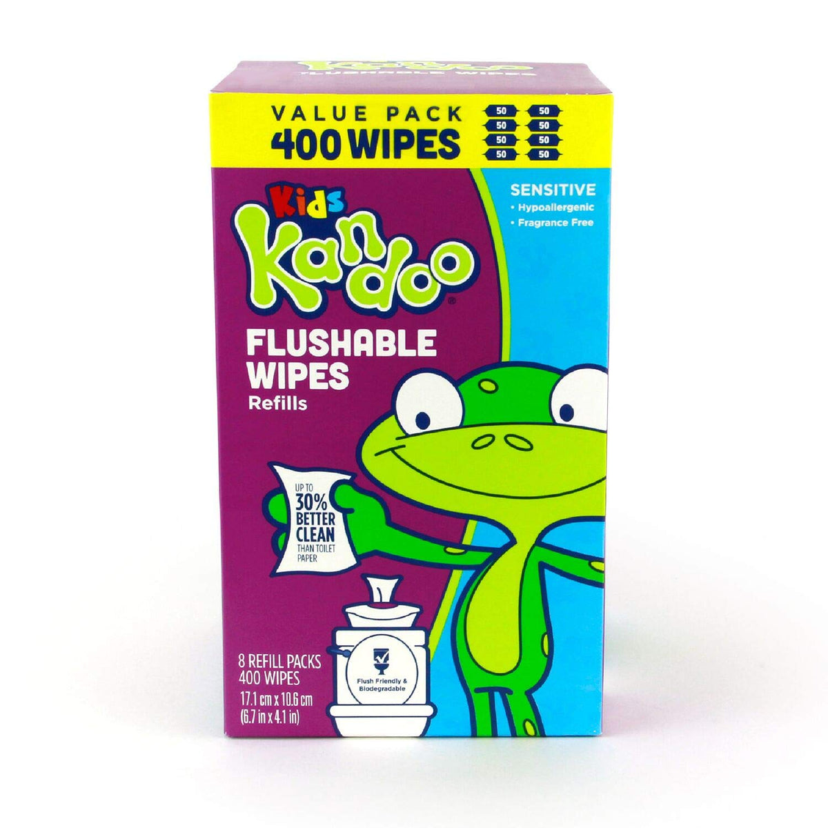 Kandoo refill-tub front shows convenient home refill for on-demand cleaning.