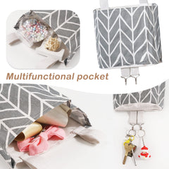 Kangaroo cotton canvas pockets hold tiny clips and hair ties neatly.