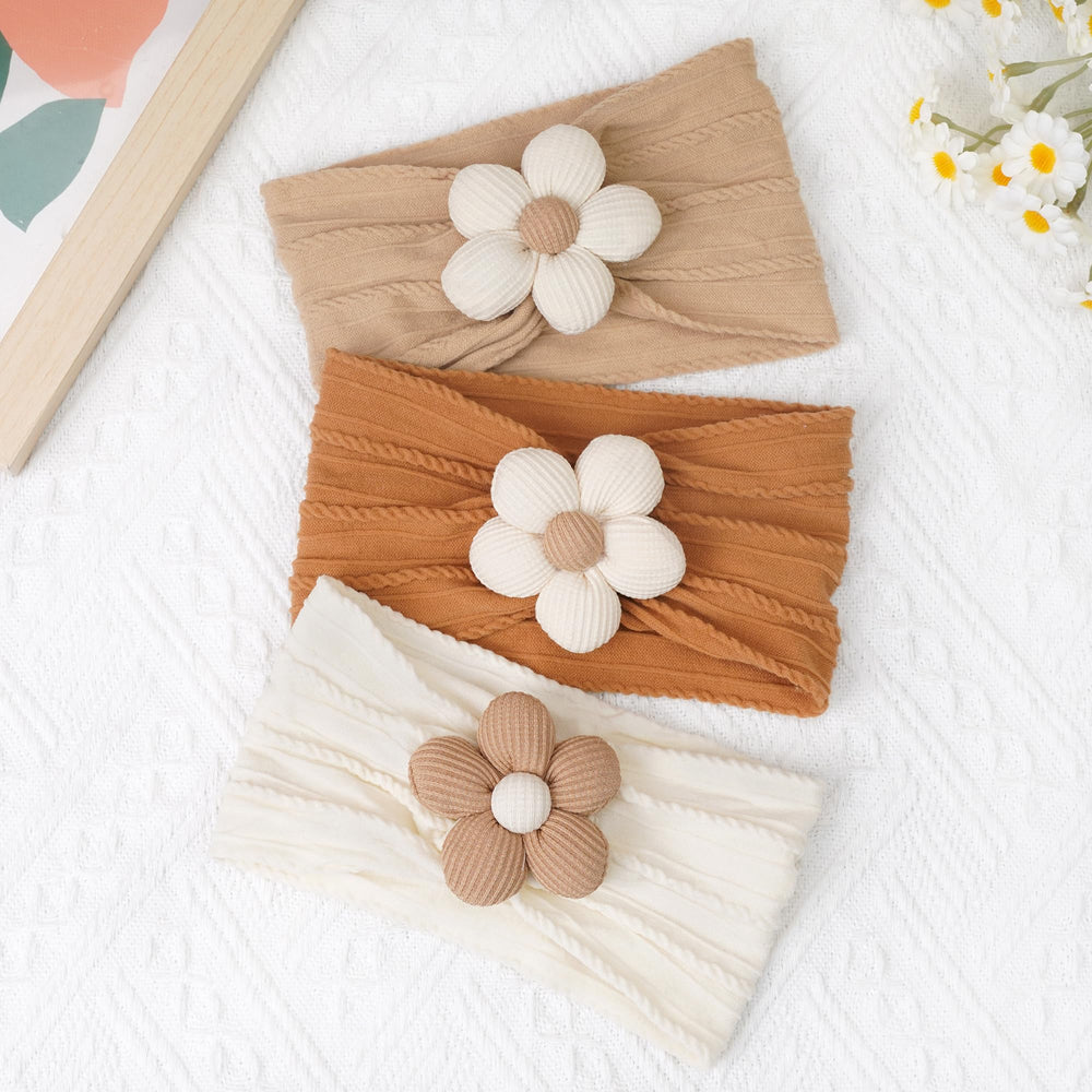 Kangaroo newborn-fit headbands showing stretchy nylon for comfortable wear.