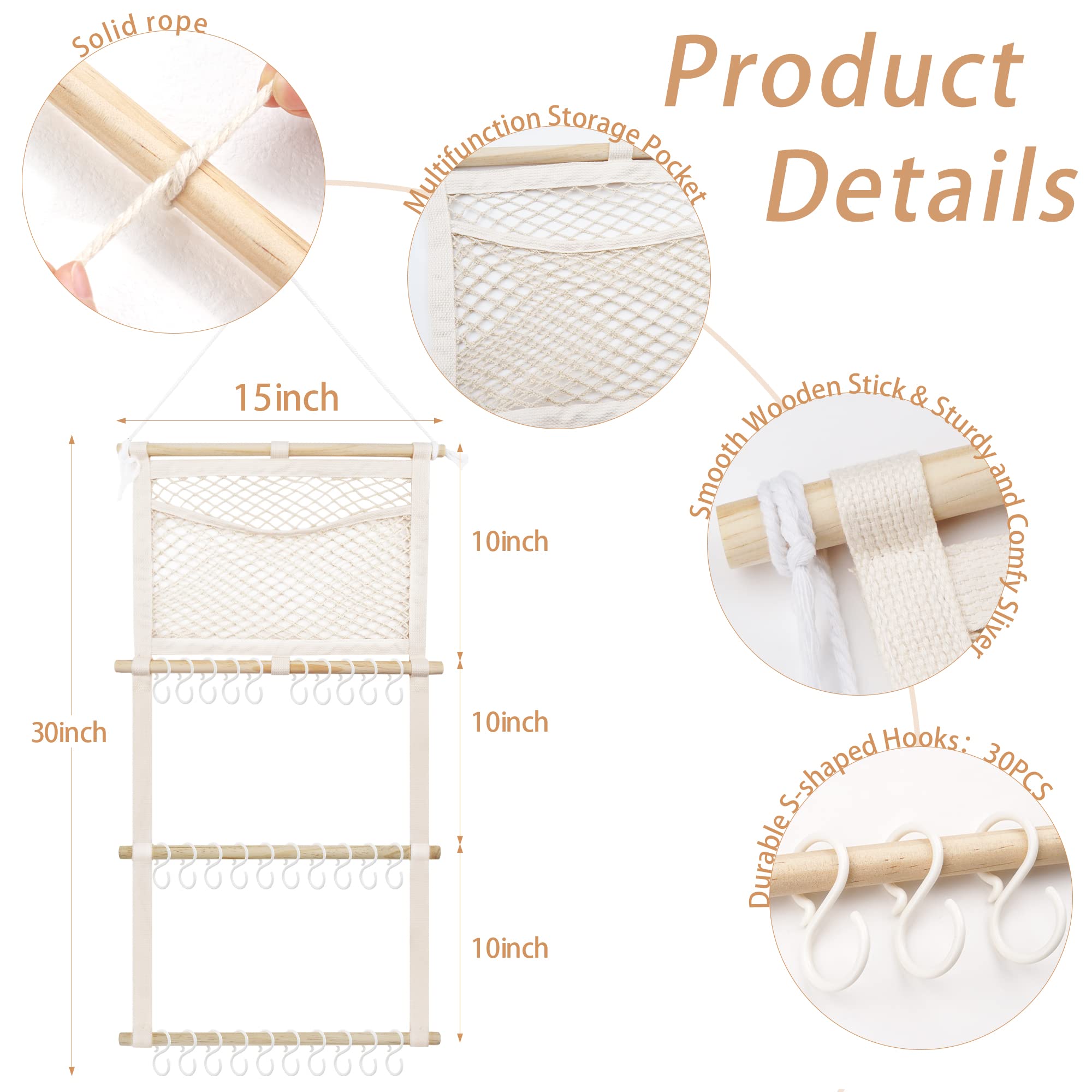 Kangaroo headbands hook stores two bows per hook for quick outfit matching.