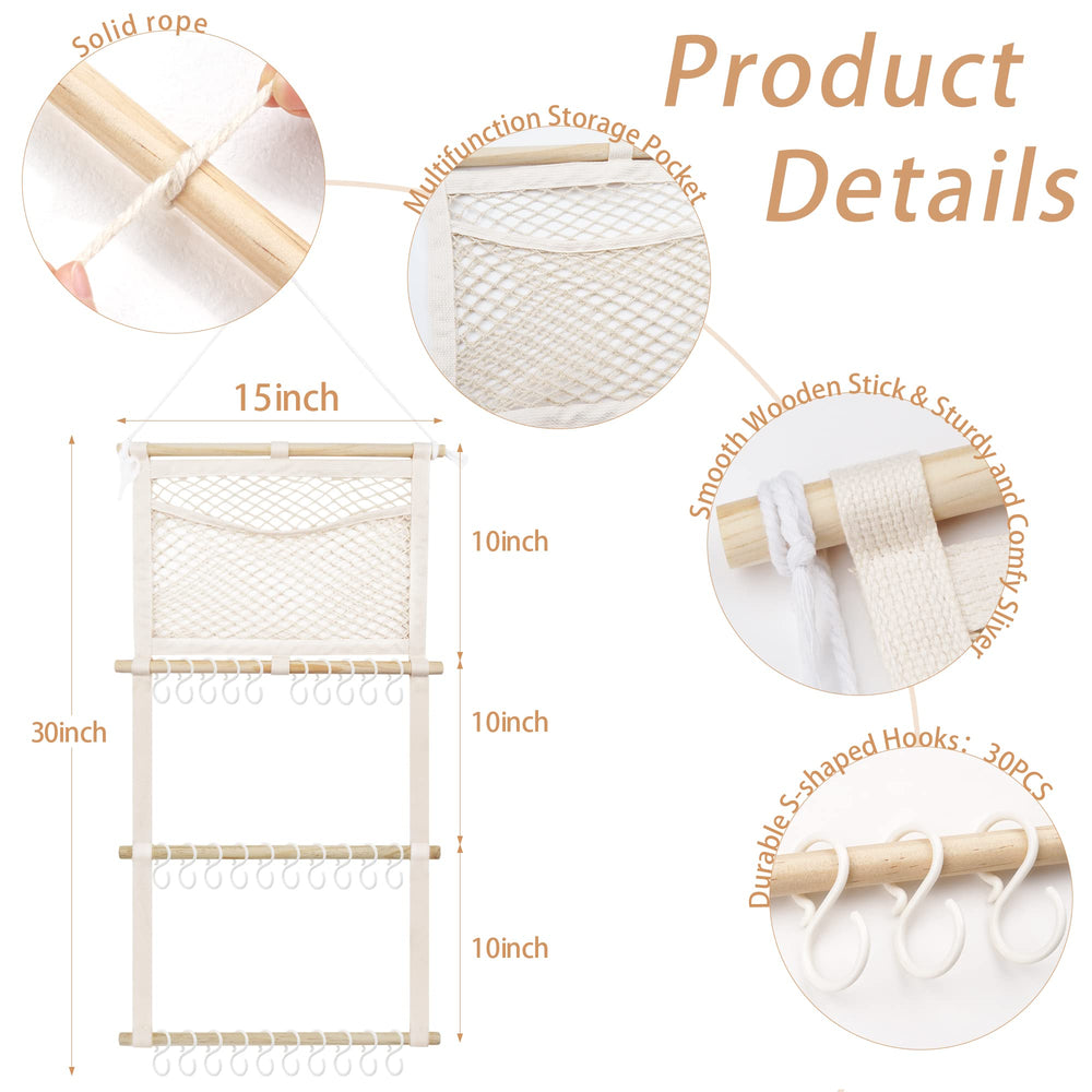Kangaroo headbands hook stores two bows per hook for quick outfit matching.