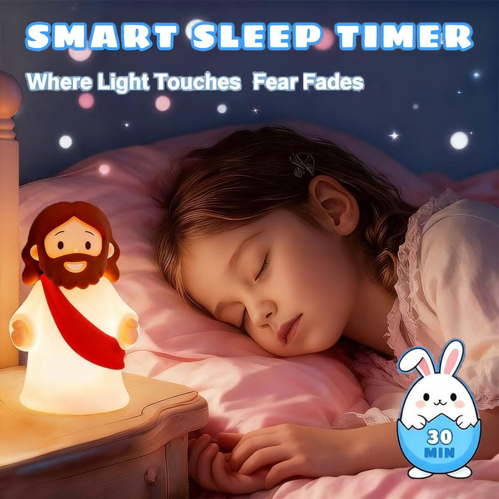 KangTen CHEN Jesus Night Light battery and timer display with 10-hour runtime