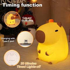 KangTen CHEN Capybara Night Light close-up shows a squeezable silicone surface.