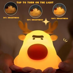 Kapee House reindeer night light demonstrates dimmable brightness for reading and mood lighting