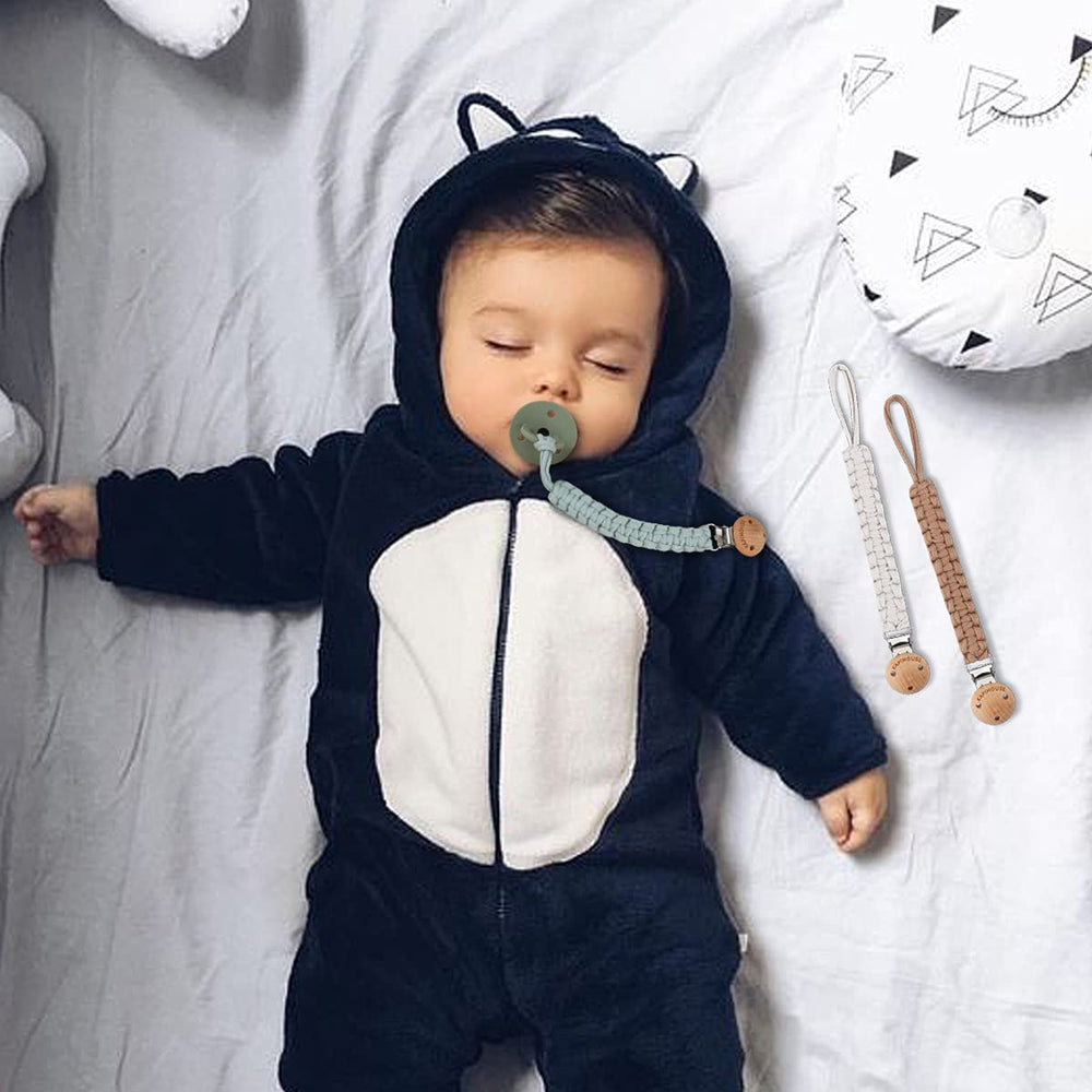 Kapihouse grey color pacifier clip suitable for boys and girls.