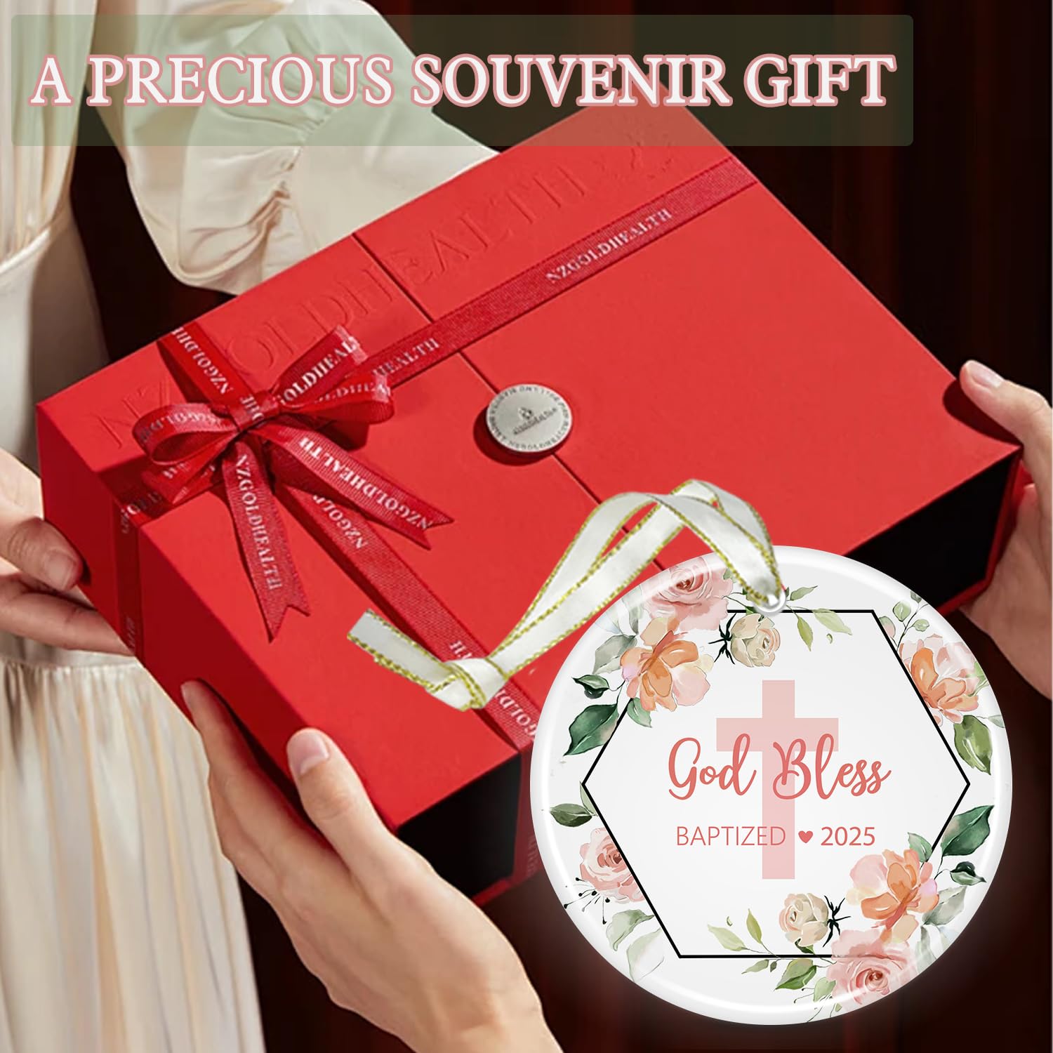 KAPJHRX Baptism Gift Packaging Closeup - ribbon and finish
