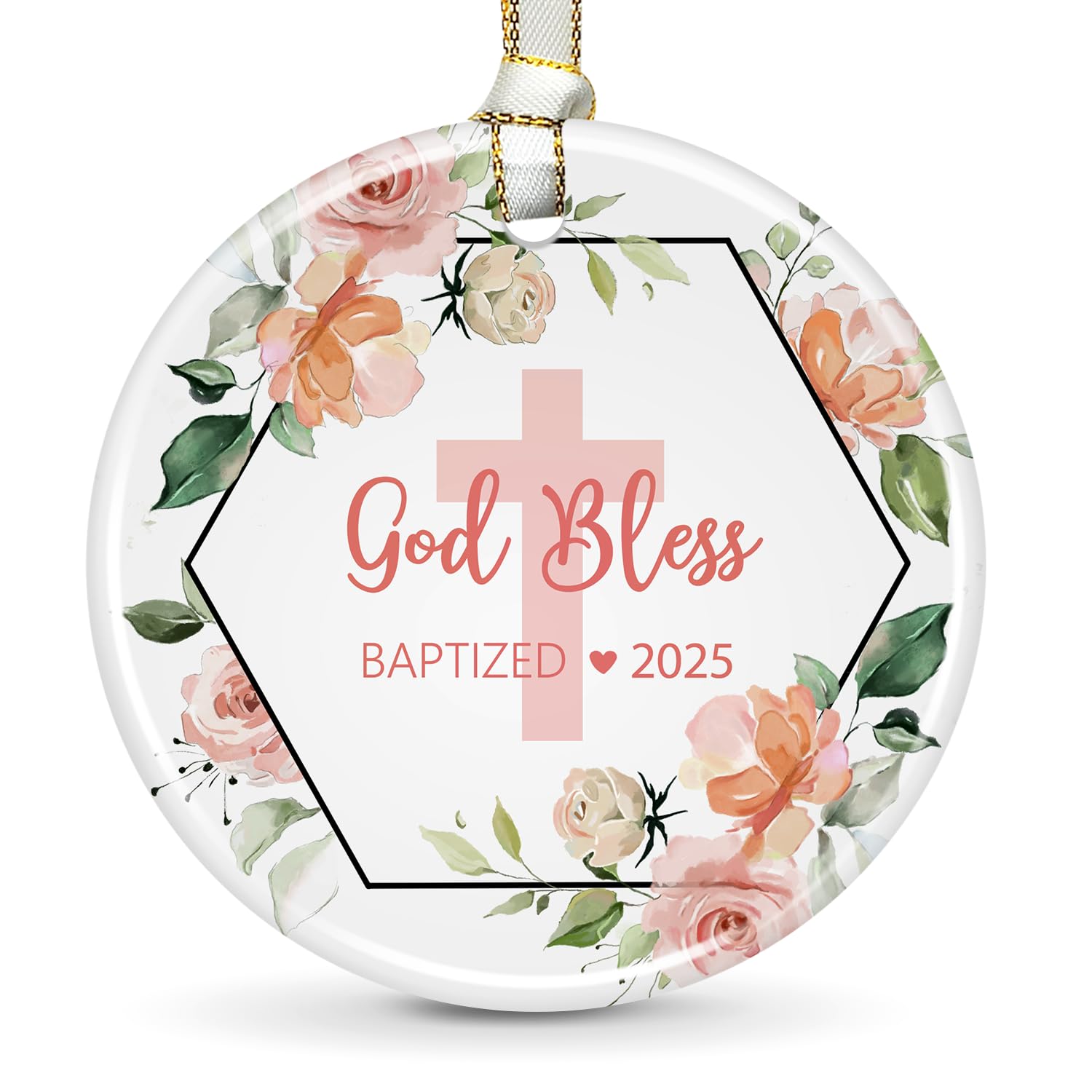KAPJHRX Baptism Girls Ornament Round - durable ceramic keepsake