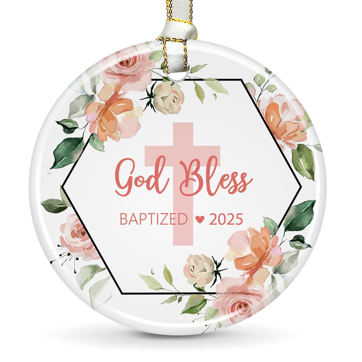 KAPJHRX Baptism Girls Ornament Round - durable ceramic keepsake