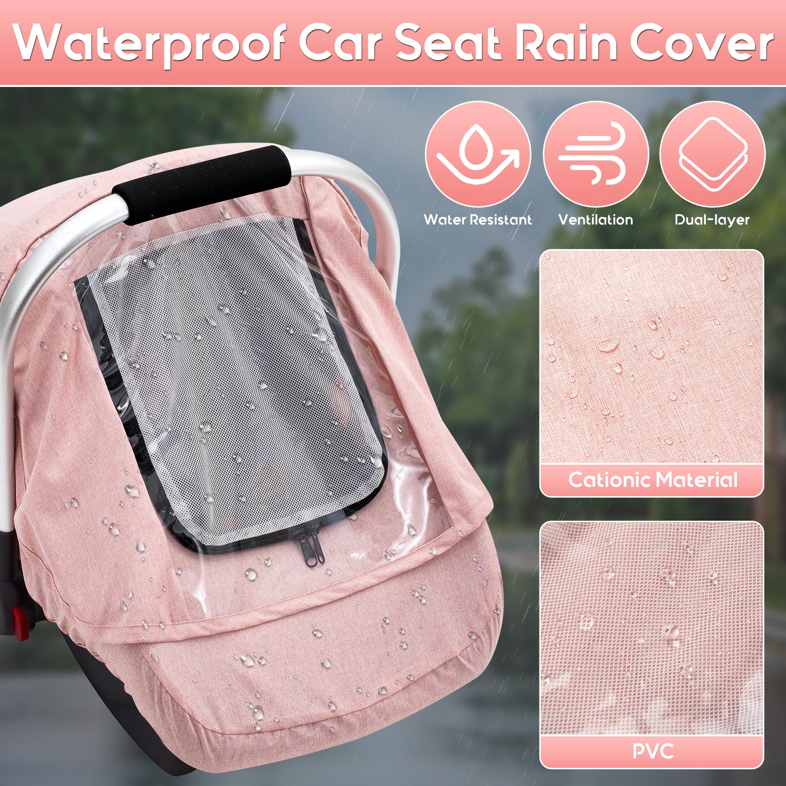 Kaseeous baby car seat cover EVA window provides clear outdoor view while shielding
