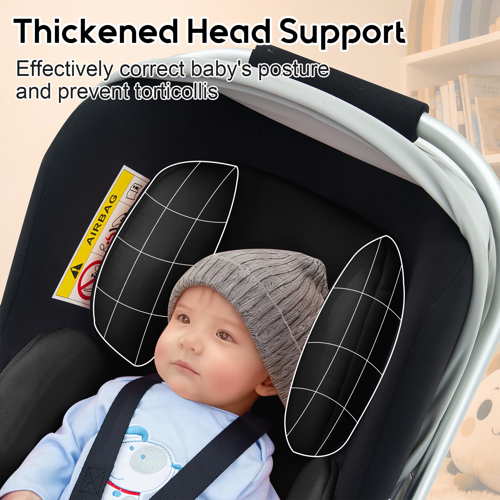 Kaseeous extra thick head support cushions sides for stability.