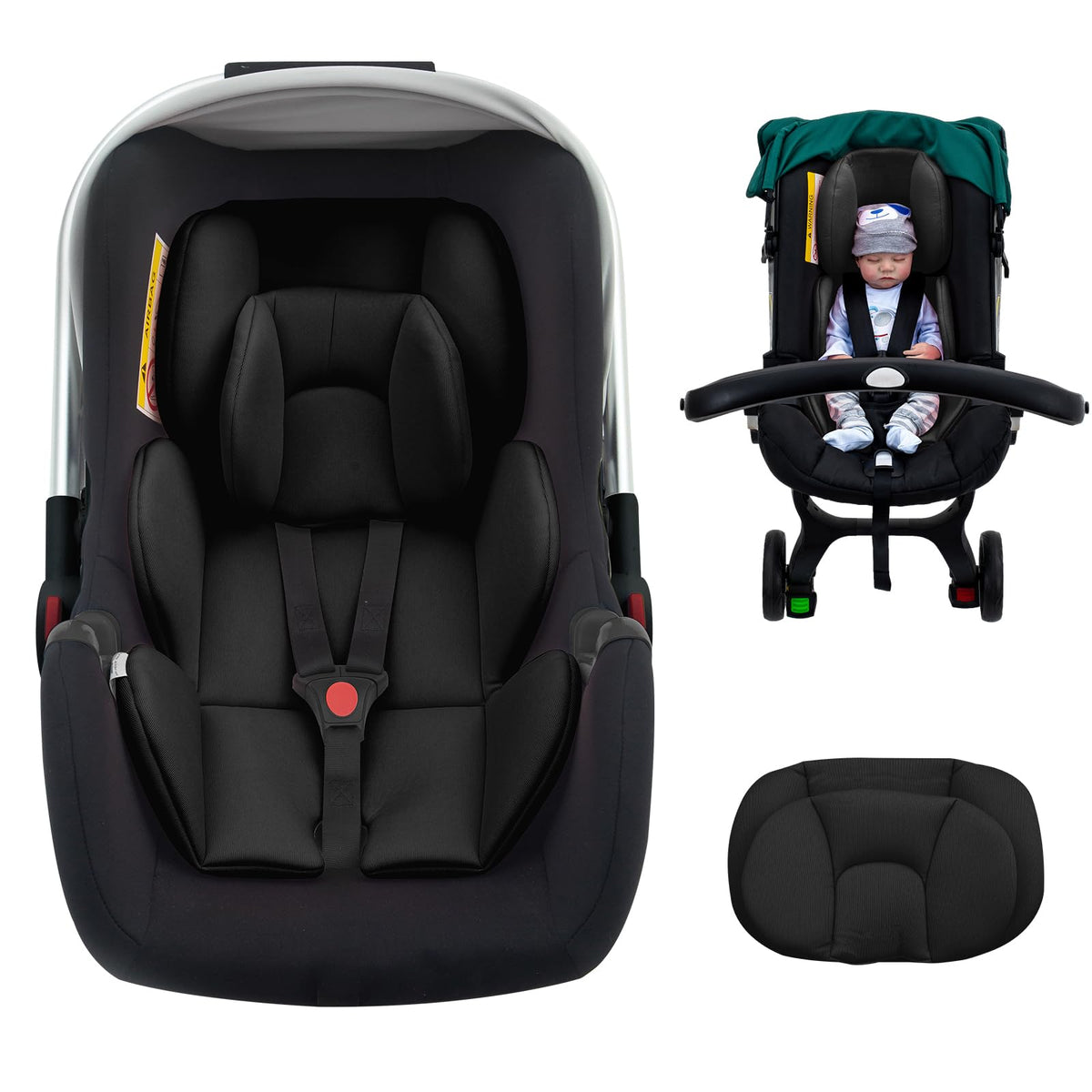 Kaseeous infant car seat insert with dual headrests for growing babies.