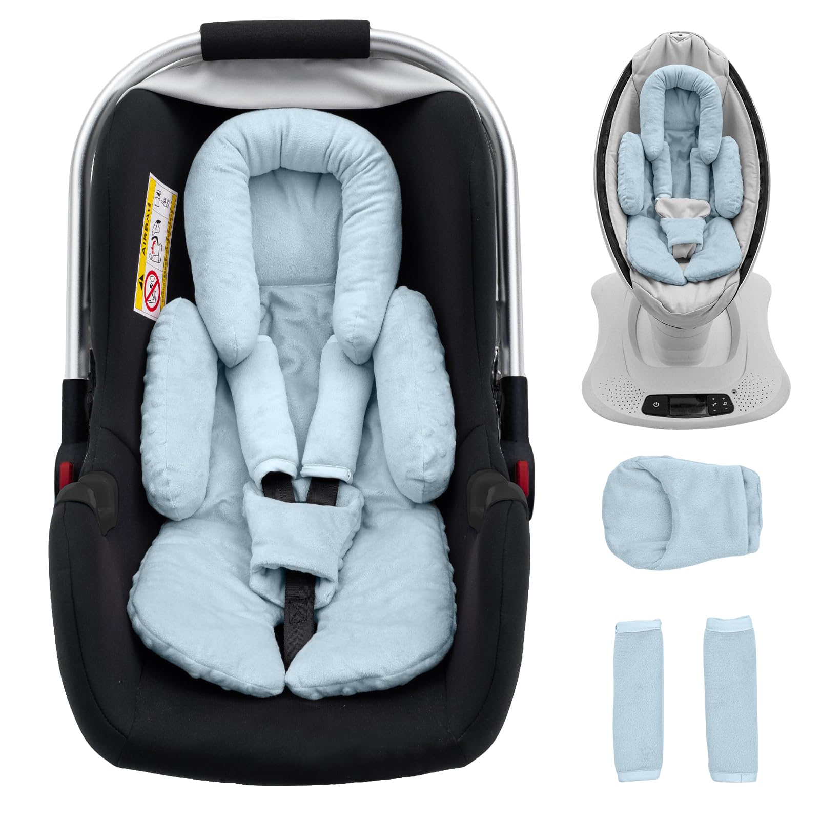 Kaseeous infant insert head support provides gentle cushioning for newborn rides