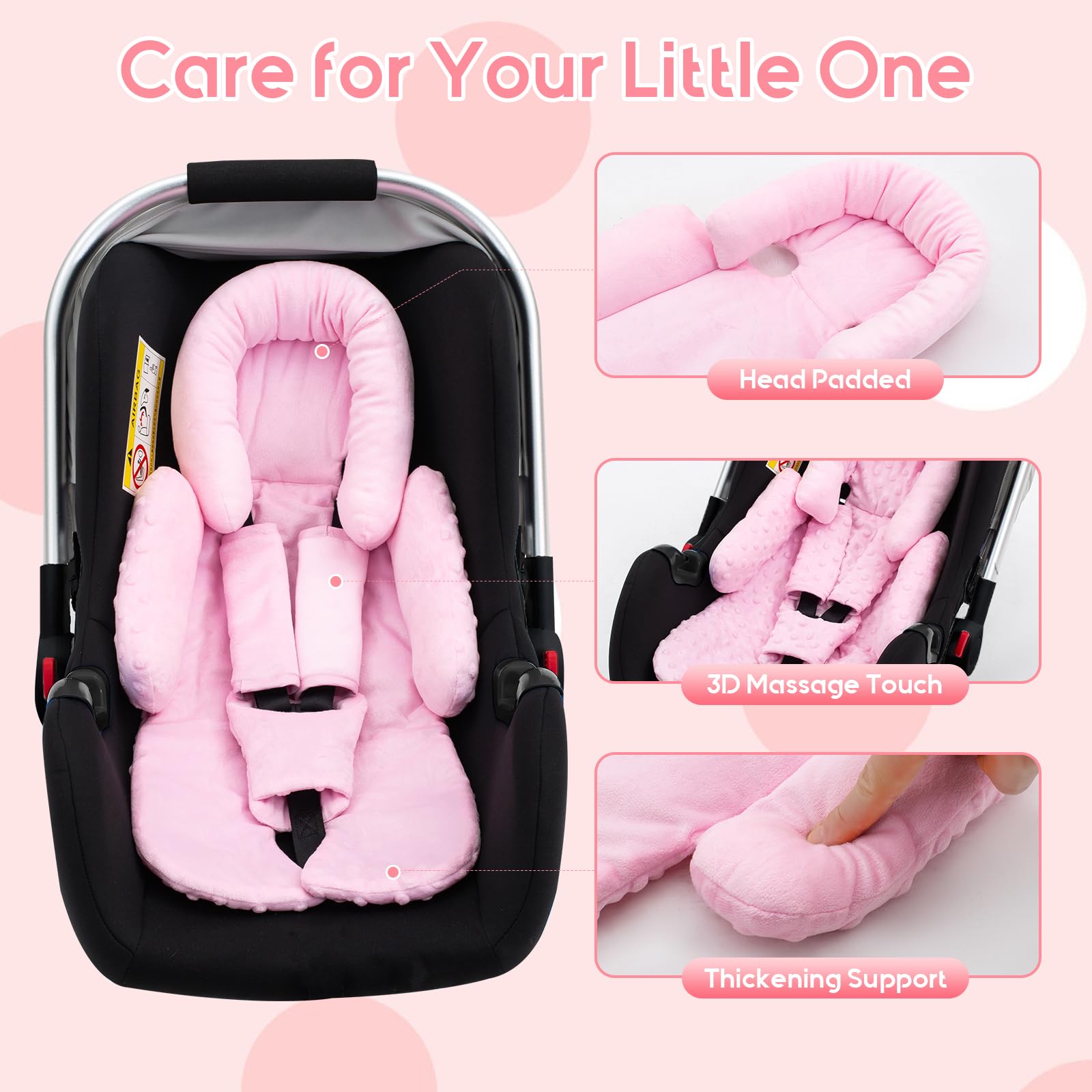 Kaseeous infant seat insert 3D bubble padding provides gentle side support on the go.