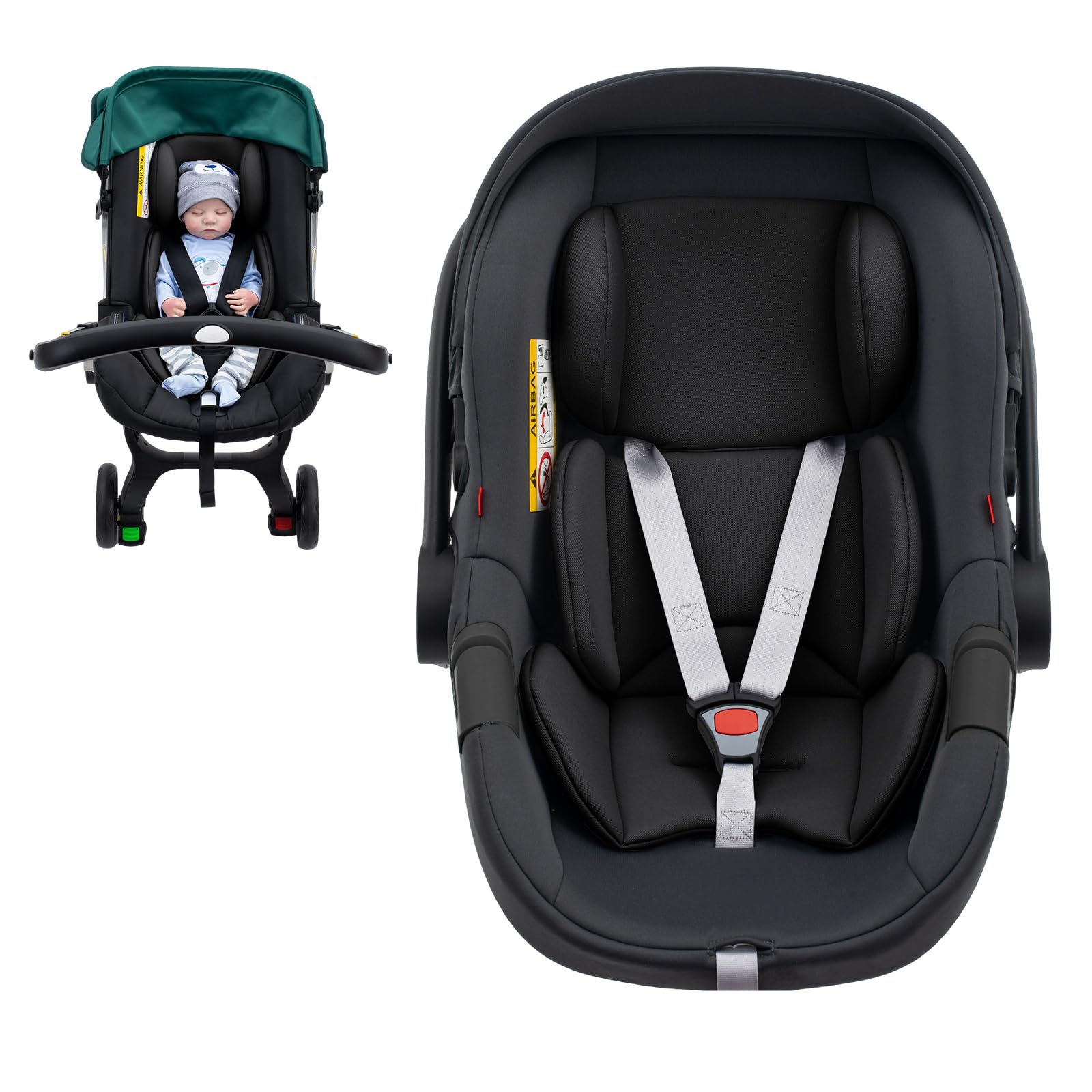 Kaseeous infant seat insert for Doona, front view with enhanced head support