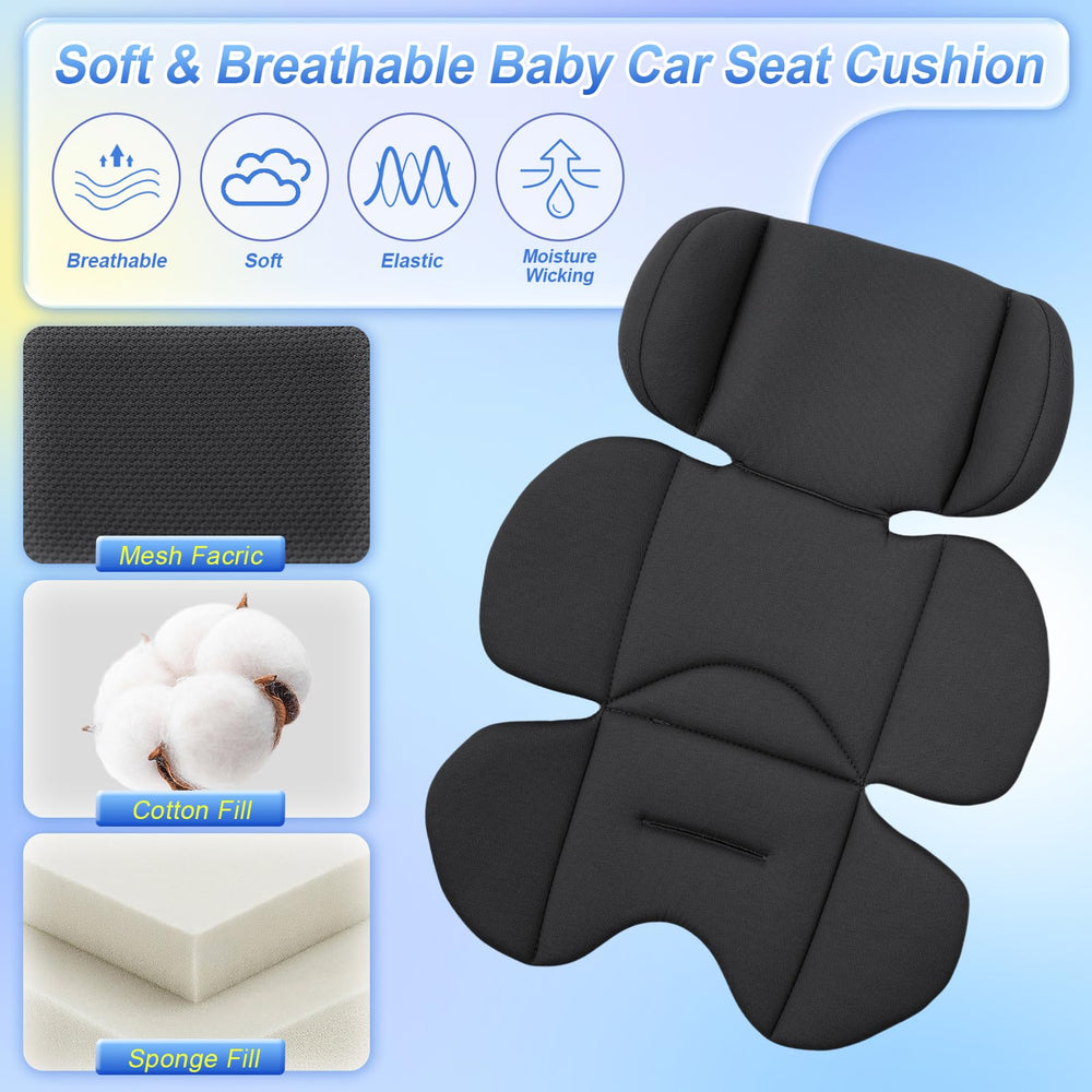 Kaseeous infant seat insert head support shows thicker side padding