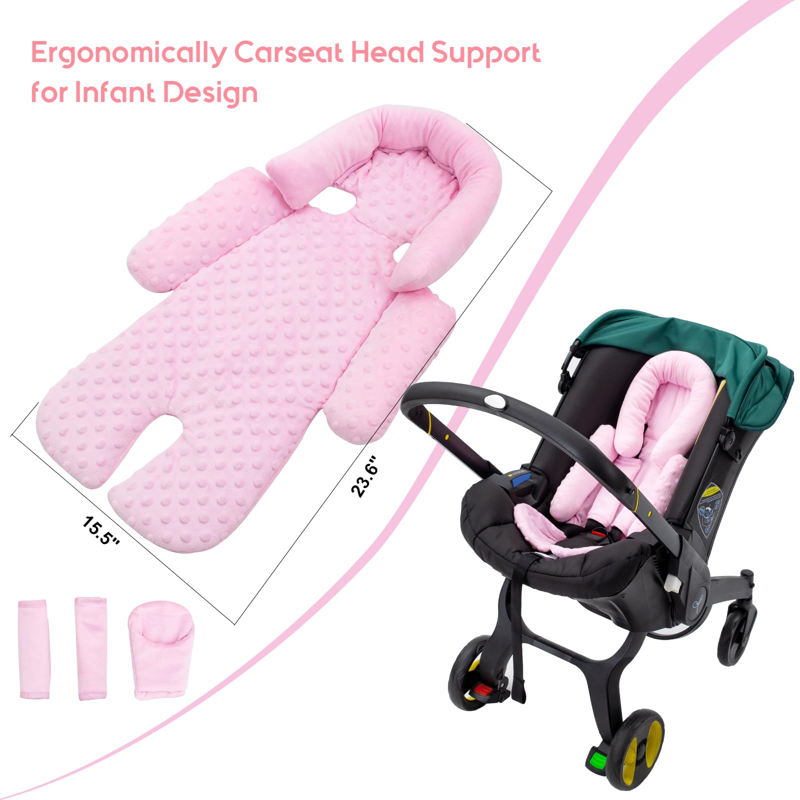 Kaseeous infant seat insert reversible cushion suitable from newborns to infants for everyday use.