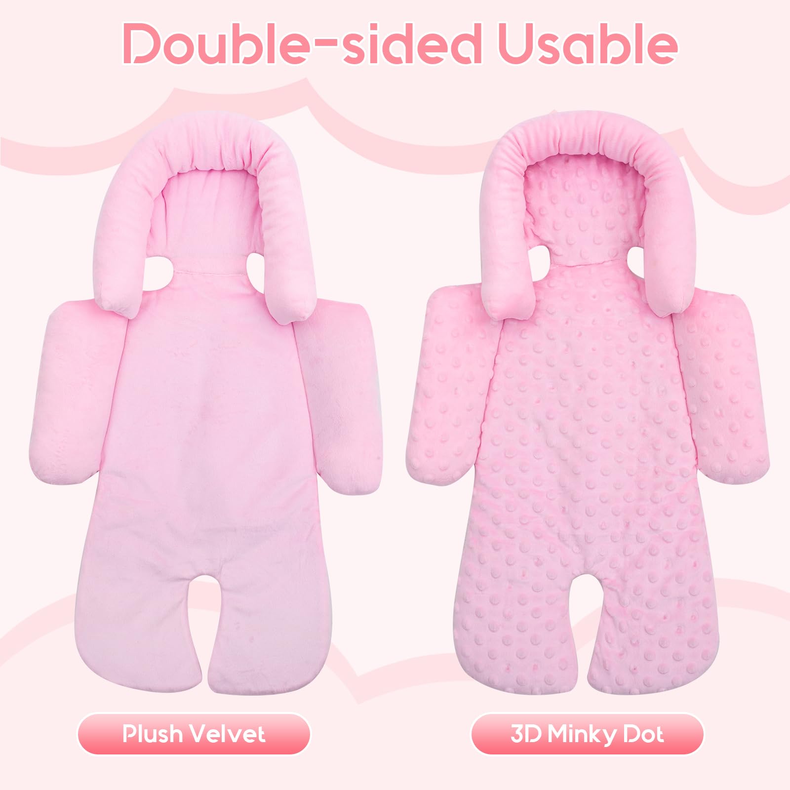Kaseeous infant seat insert soft plush velvet side offers cozy warmth during travel.