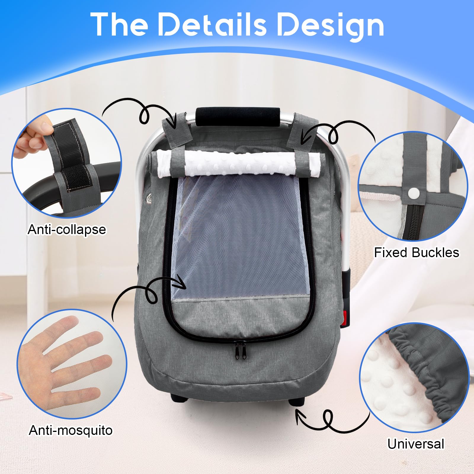 Kaseeous three-window options for breathable mesh, sun shade, or quick access