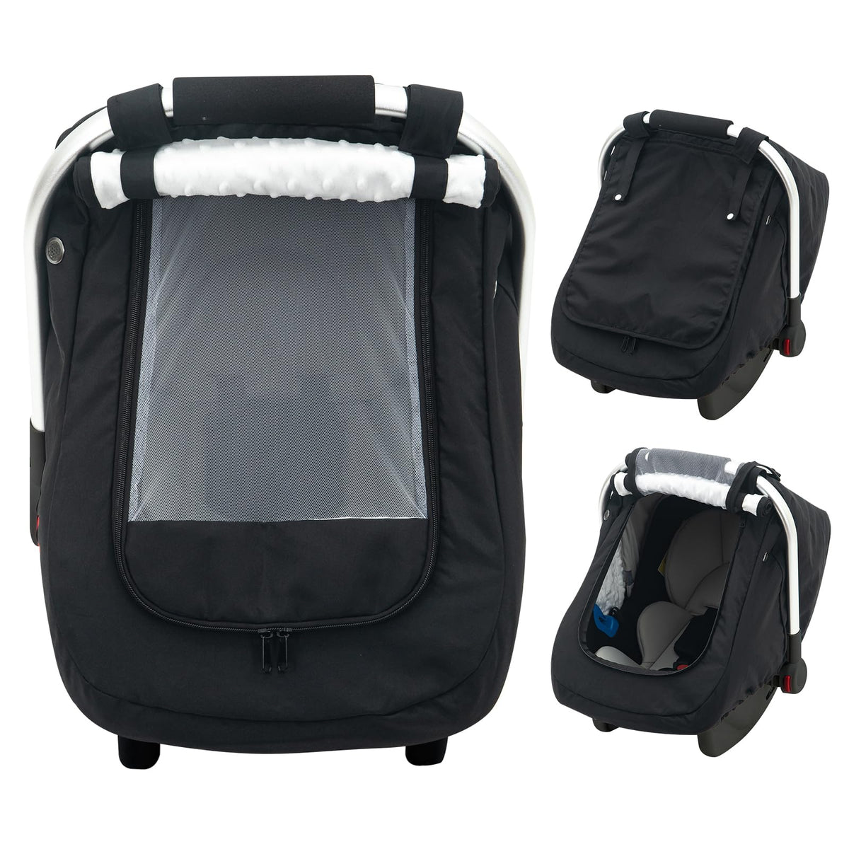 Kaseeous waterproof baby car seat cover front view provides weather protection on the go.