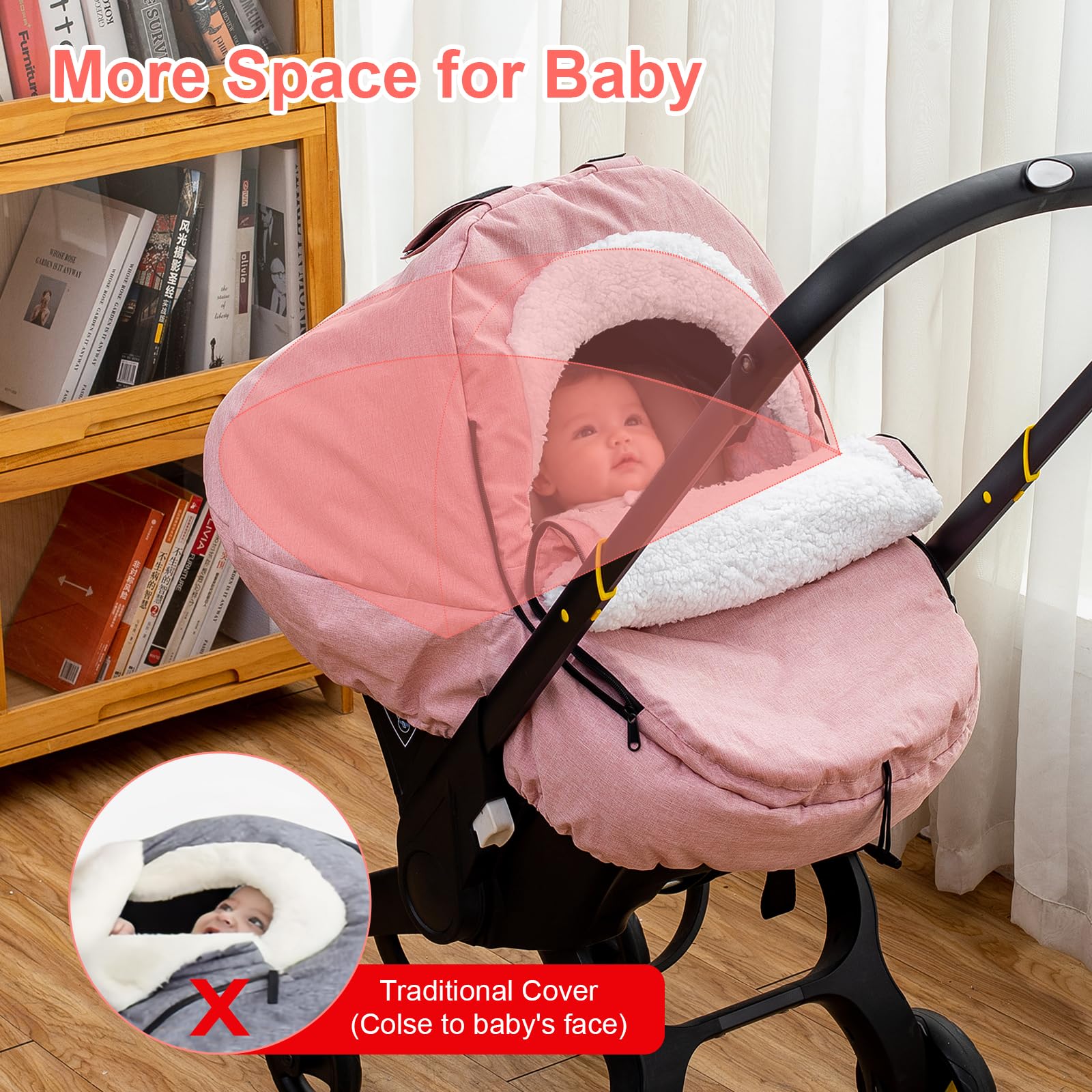 Kaseeous universal-fit design fits most infant seats and strollers