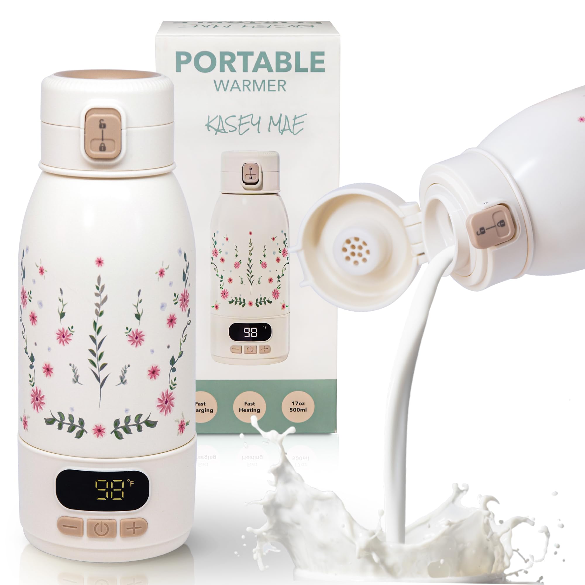 Kasey Mae portable bottle warmer compact design for travel and quick feeds.