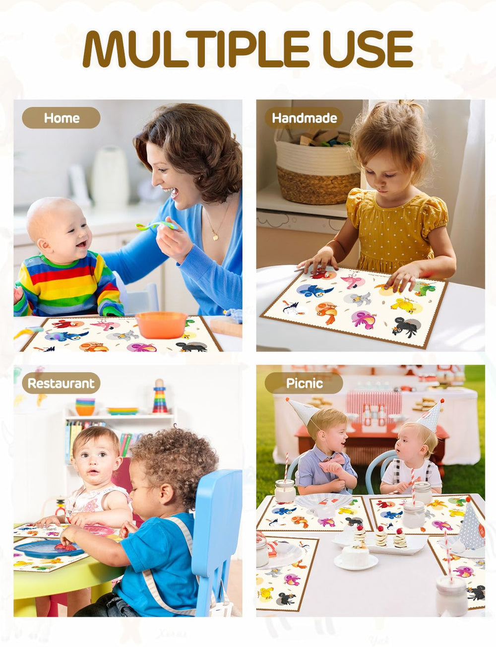 KAshack baby placemats with bird visuals promote color recognition and focus