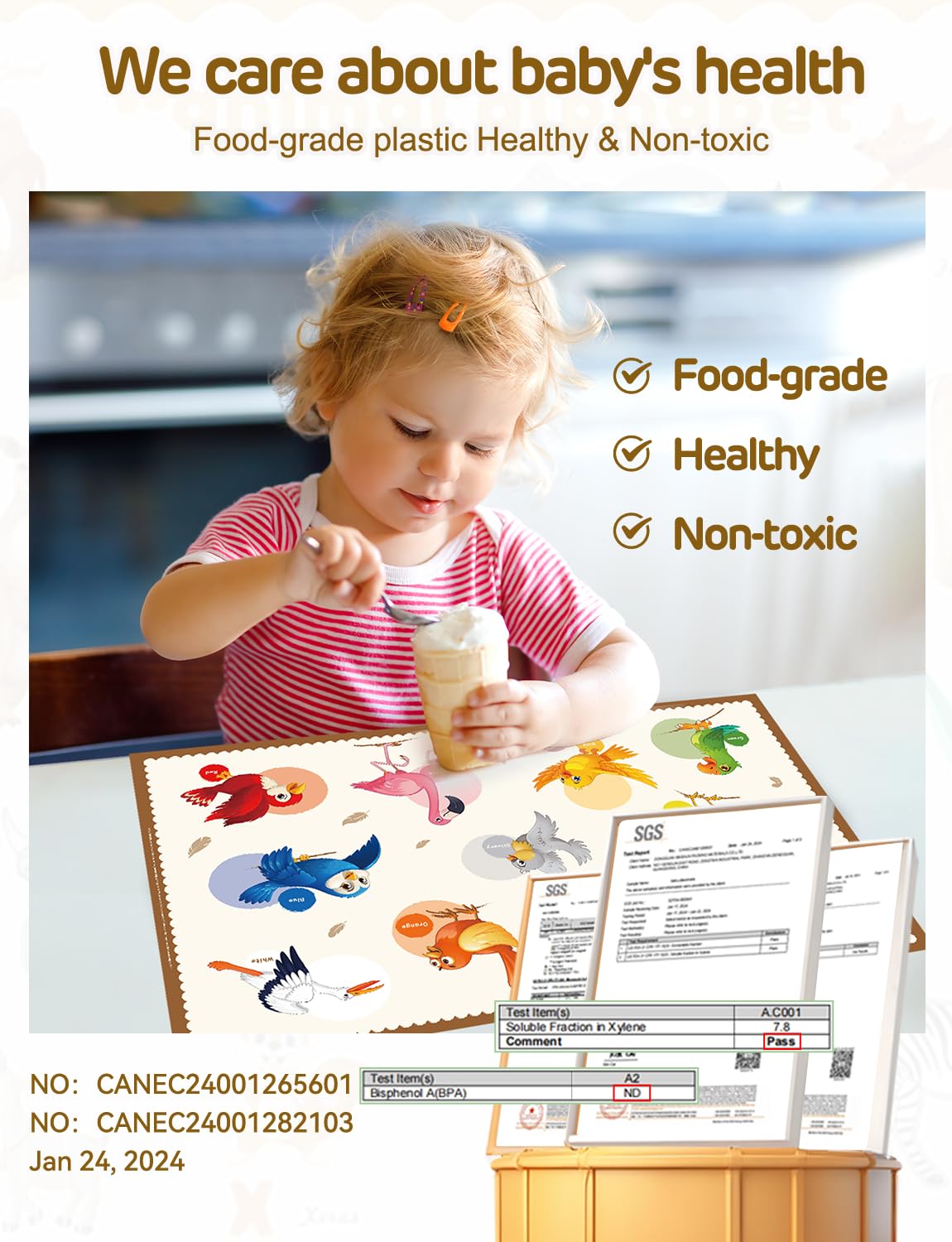 KAshack colorful bird placemats offer visual stimulation and easy cleanup