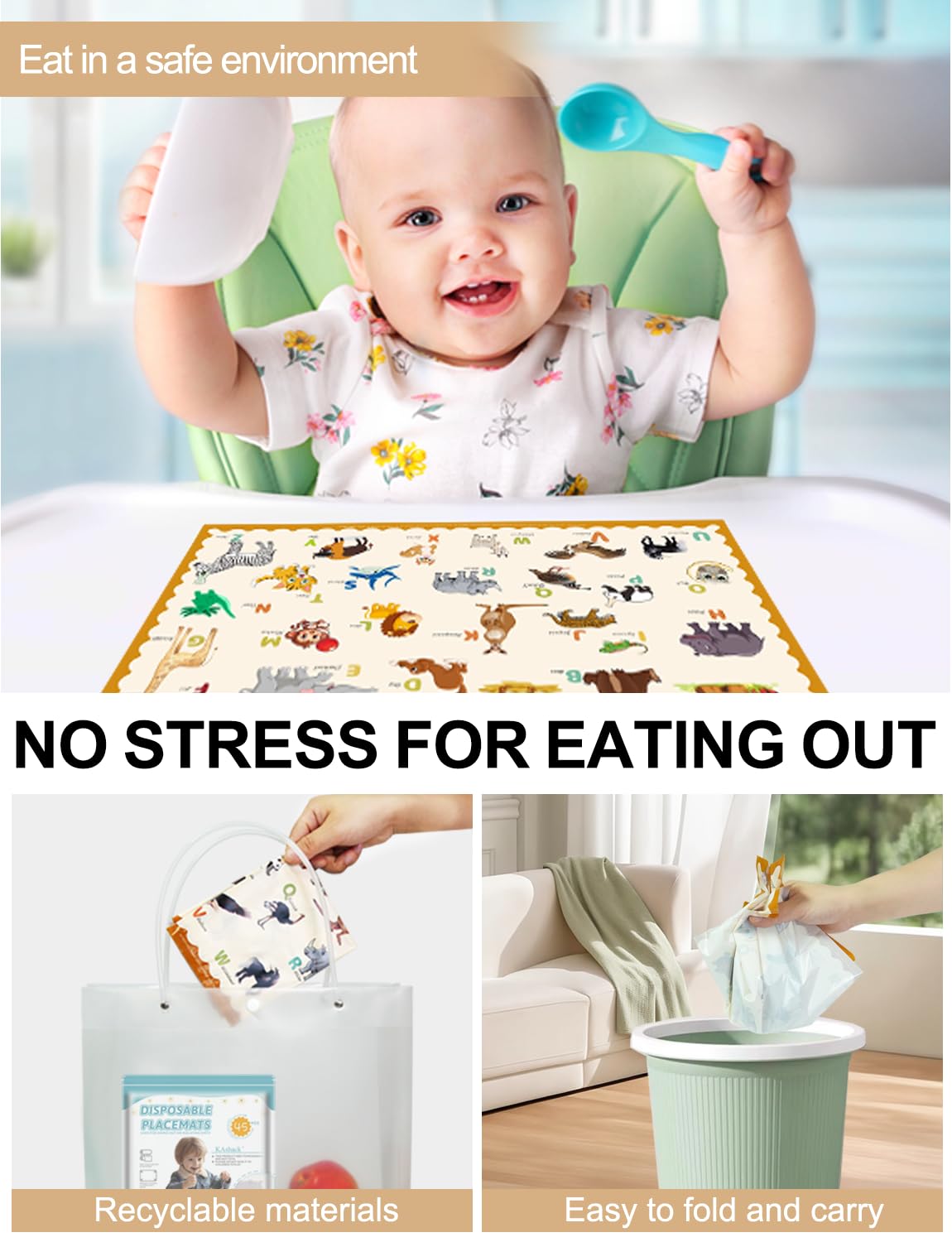 KAshack easy-peel disposable placemats for quick cleanup