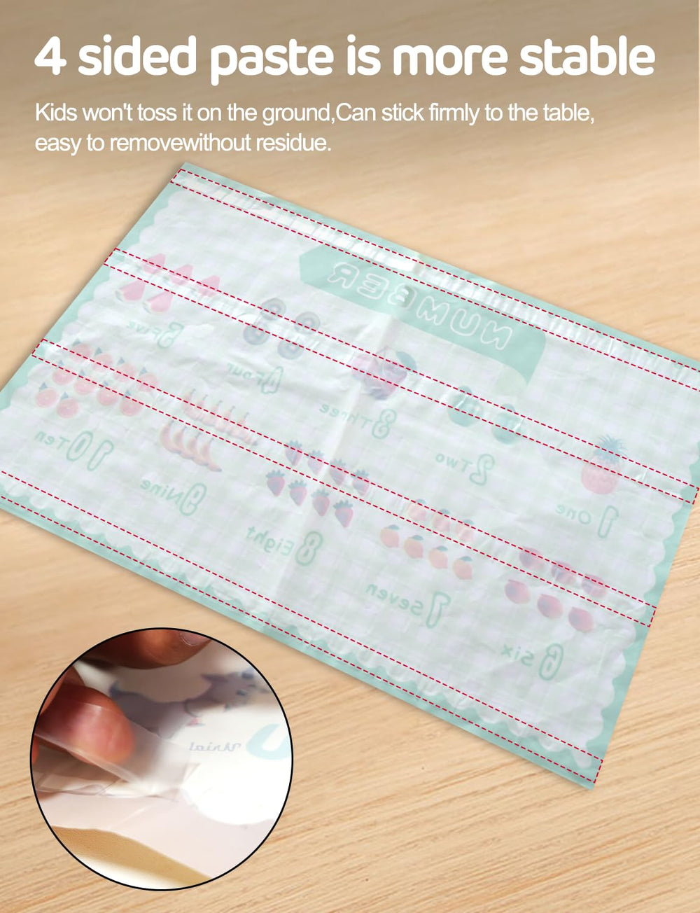 KAshack disposable mats allow quick cleanup after meals.
