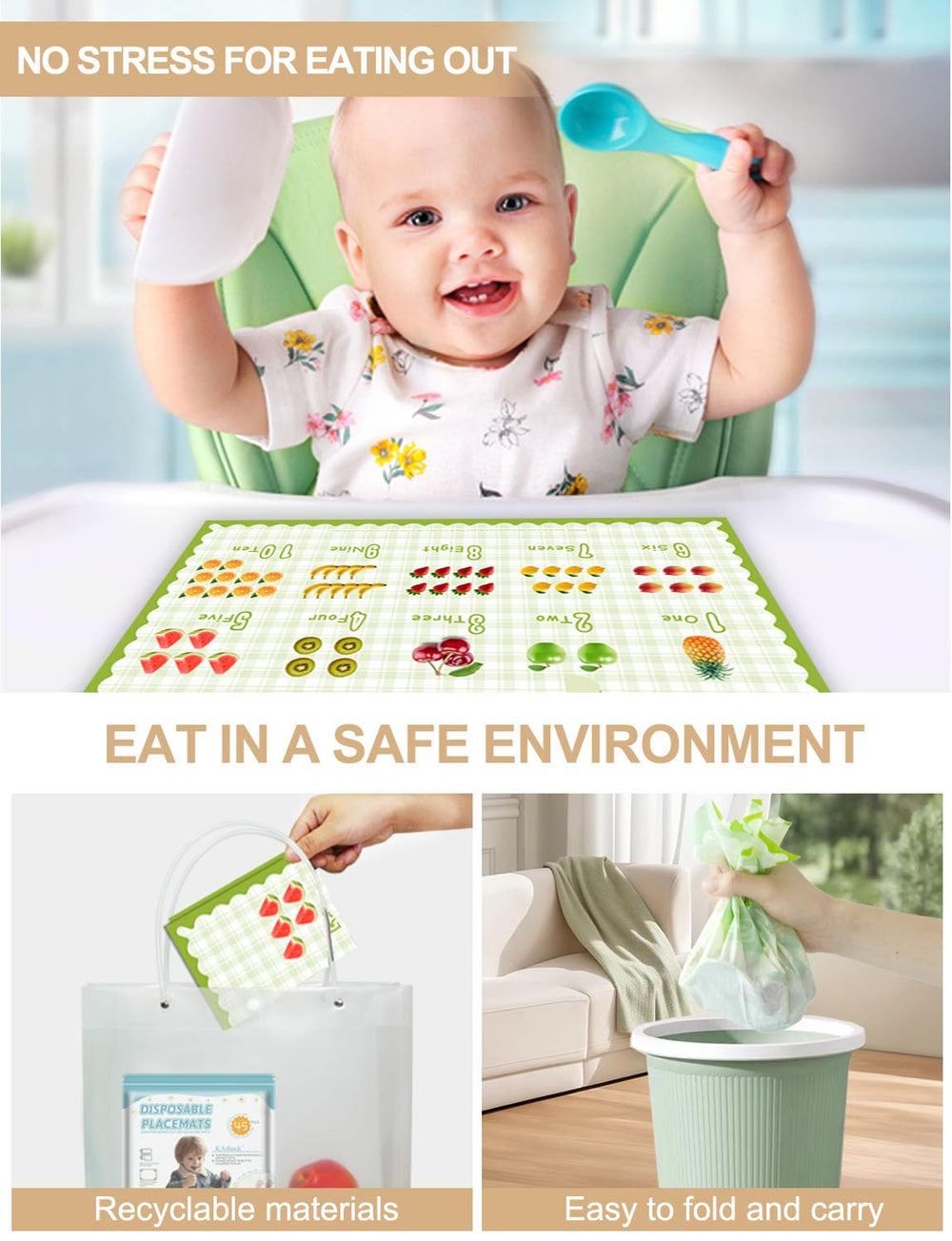 KAshack portable placemats are lightweight for on-the-go meals.