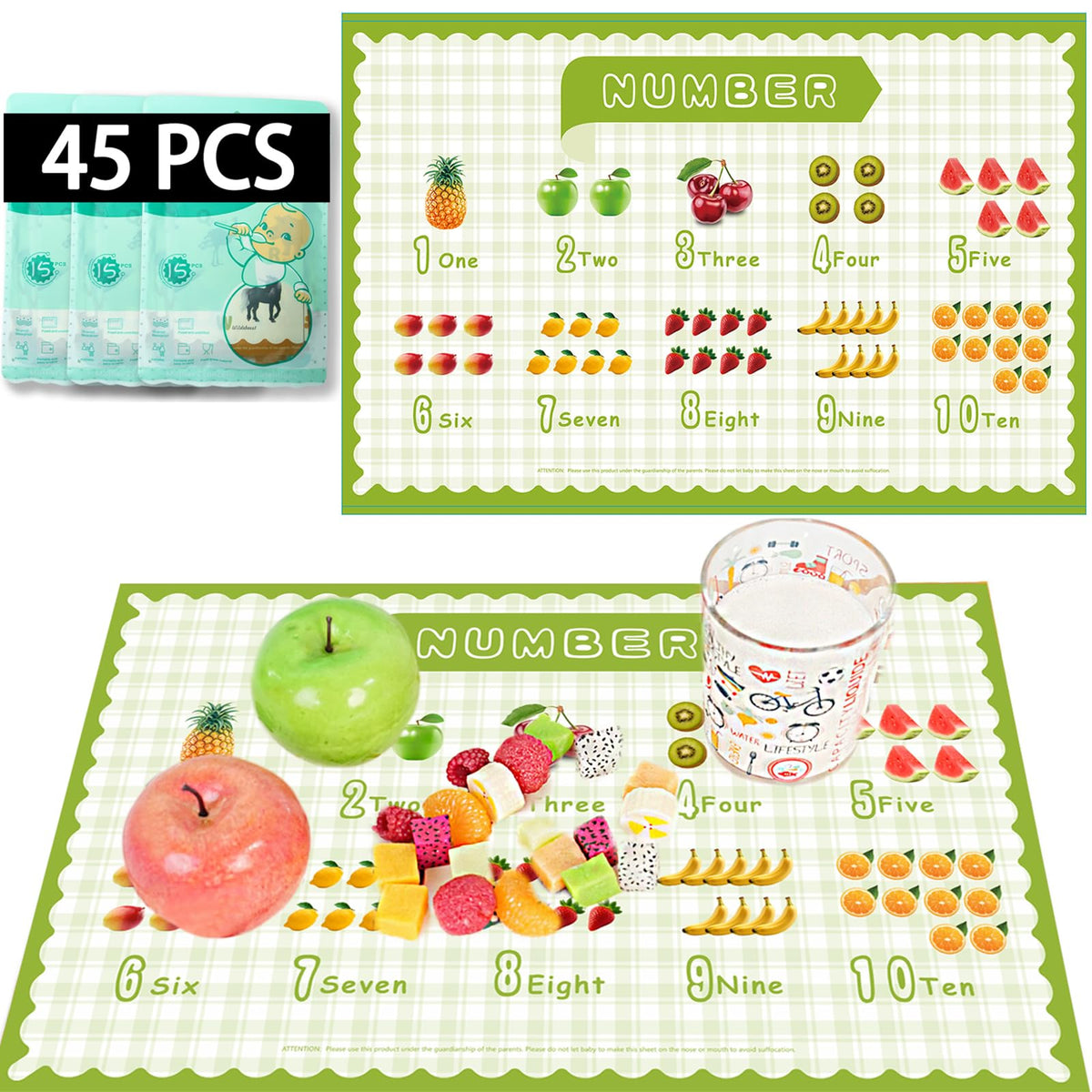 KAshack placemats with sticky back adhesive keep meals tidy.
