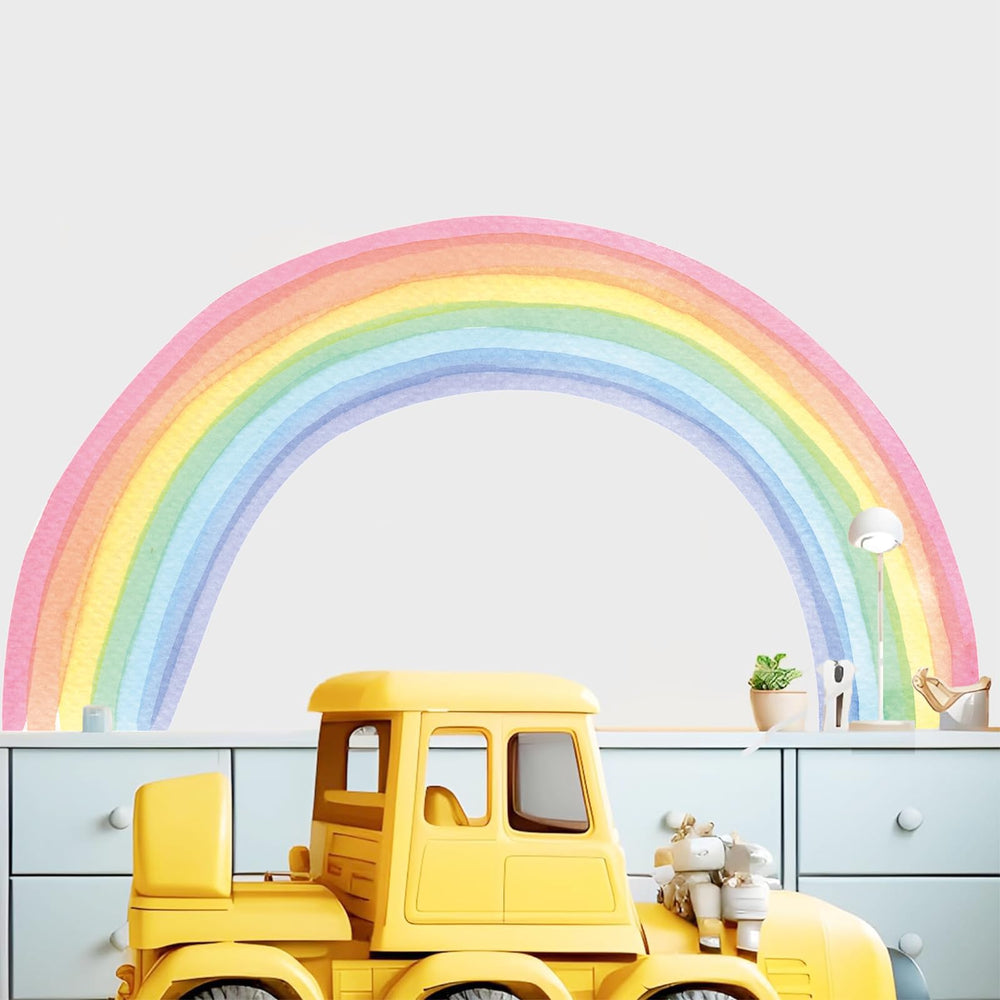 Kasubeso rainbow wall decal full mural creates a bold kids' room focal point.