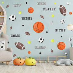 Kasubeso sports wall decals football ball suits boys' rooms with sports-forward energy.