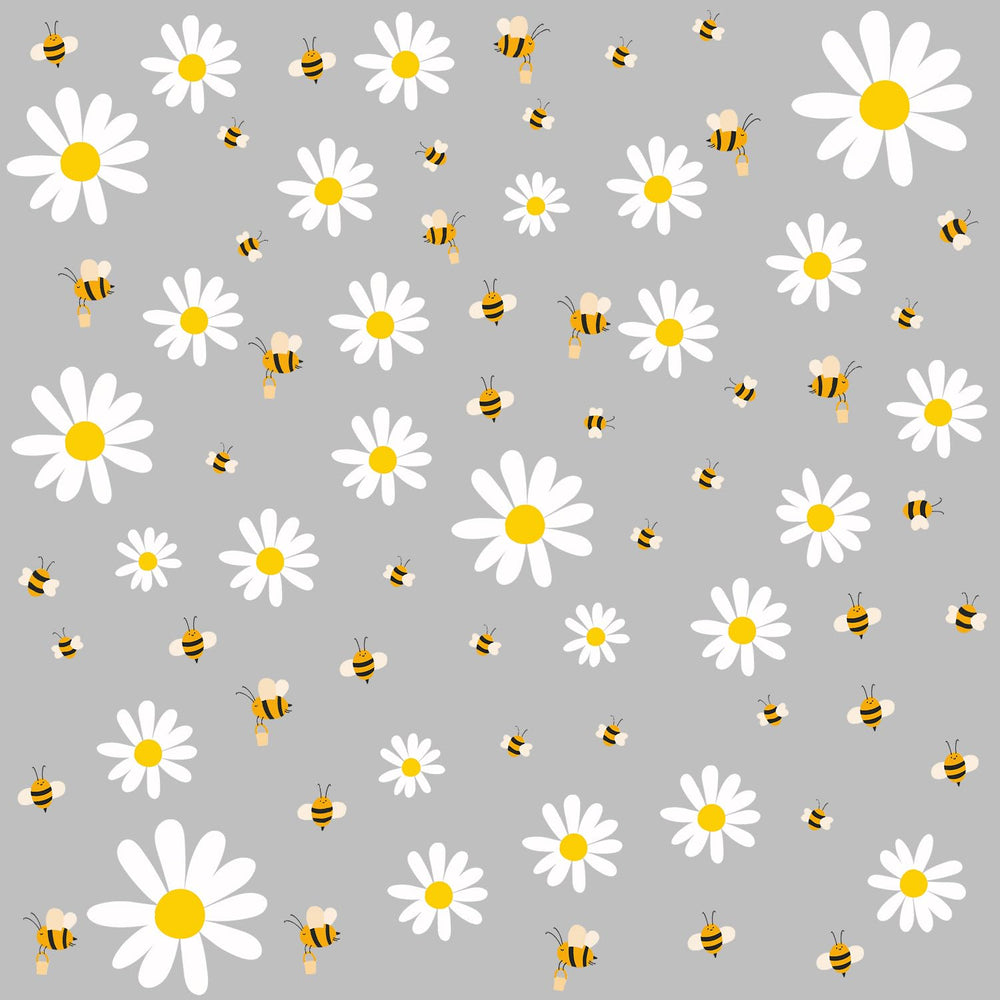 Kasubeso White Daisy and Bees wall stickers closeup ideal nursery decor