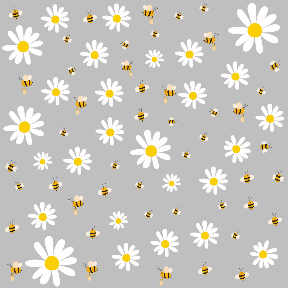 Kasubeso White Daisy and Bees wall stickers closeup ideal nursery decor