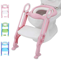 KATARUS potty-training seat with step stool pink-white; easy climb for toddlers