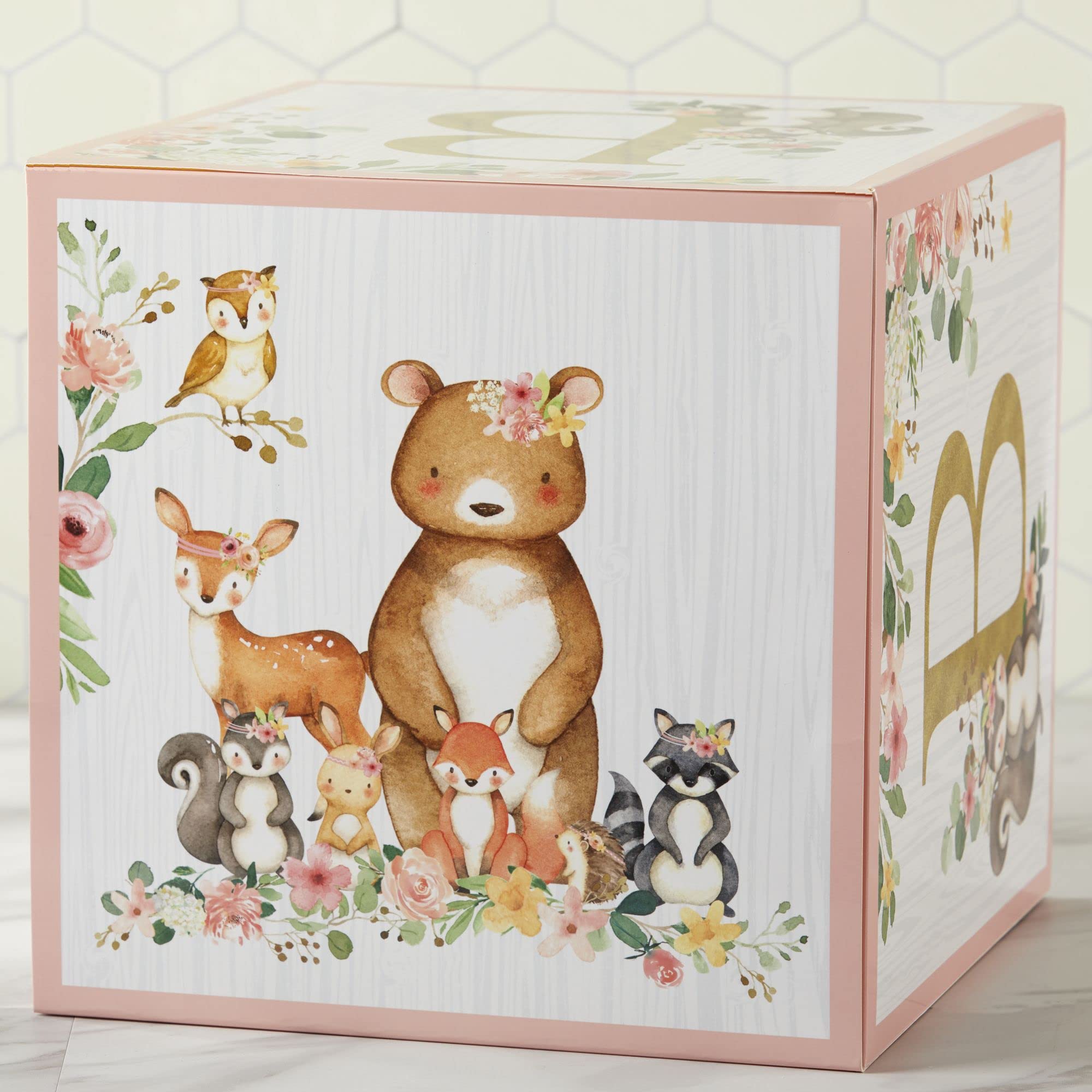 Kate Aspen Woodland animal designs on pink boxes