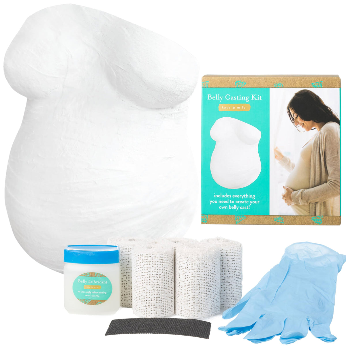 Kate & Milo belly casting kit box with supplies for a keepsake moment.