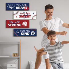Kathfly wooden baseball wall art shows bold quotes to energize spaces