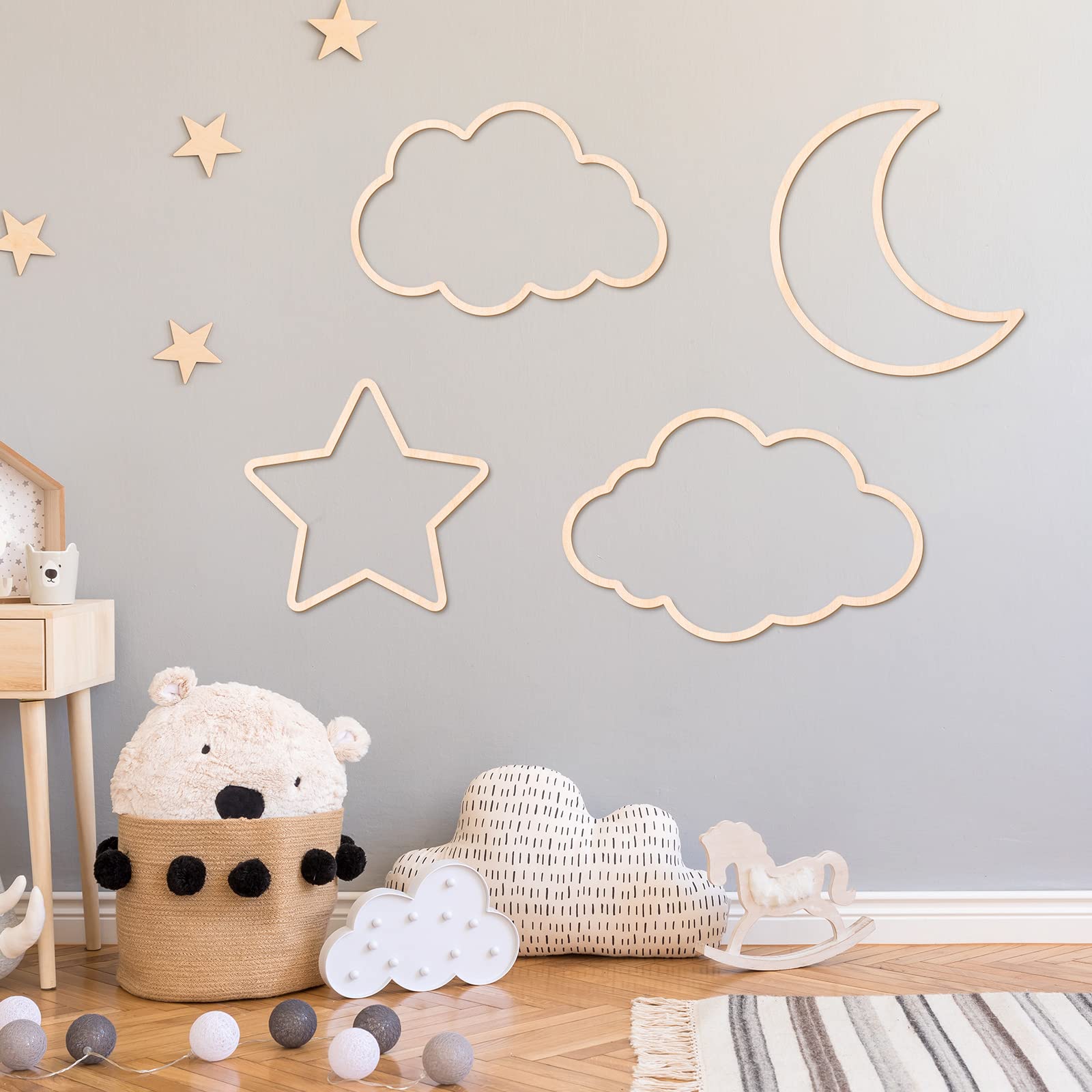 Kathfly nursery decor wooden fits shelves, doors, and fireplaces with ease.