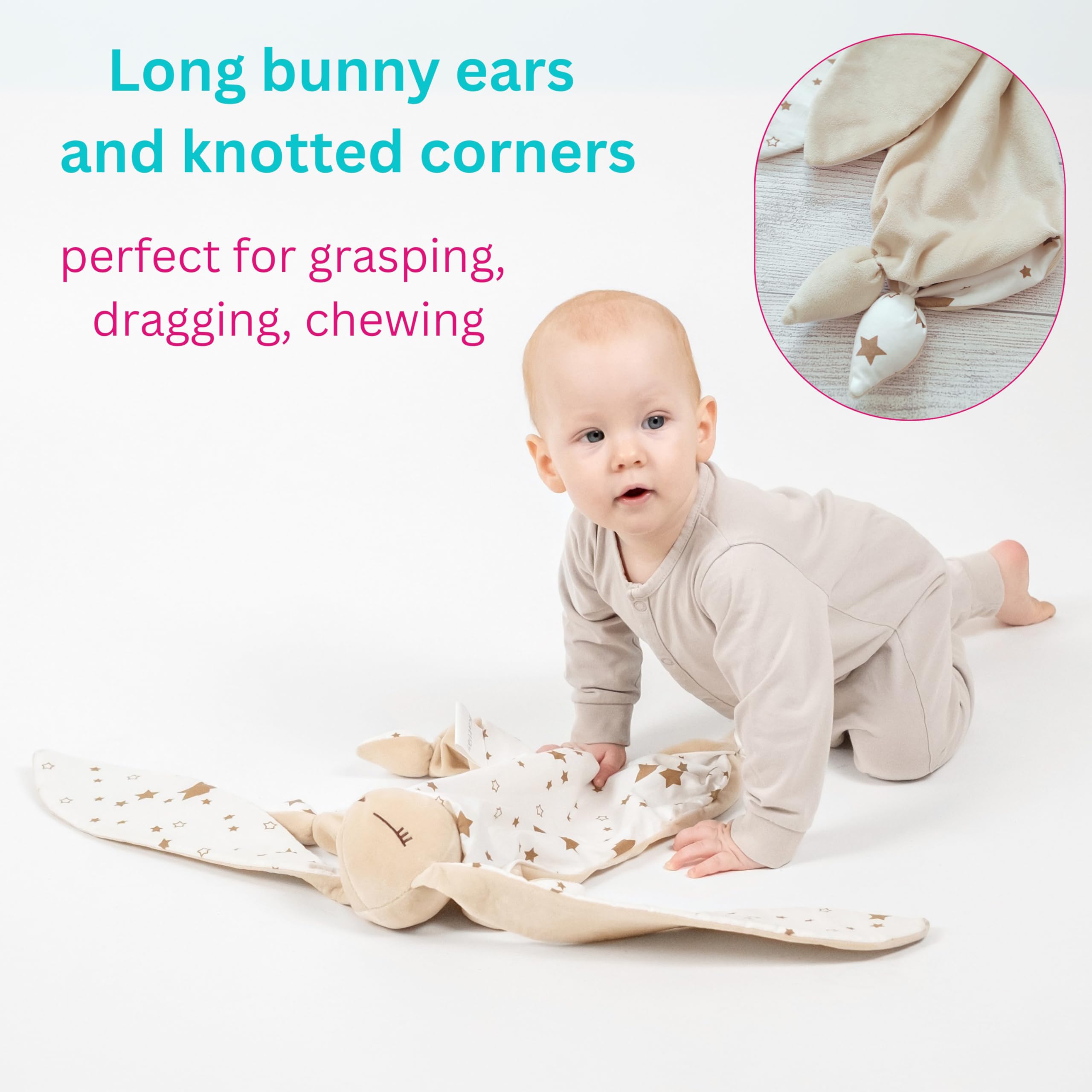 Katiia Joy bunny lovey gift box — gender-neutral baby gift idea that travels well