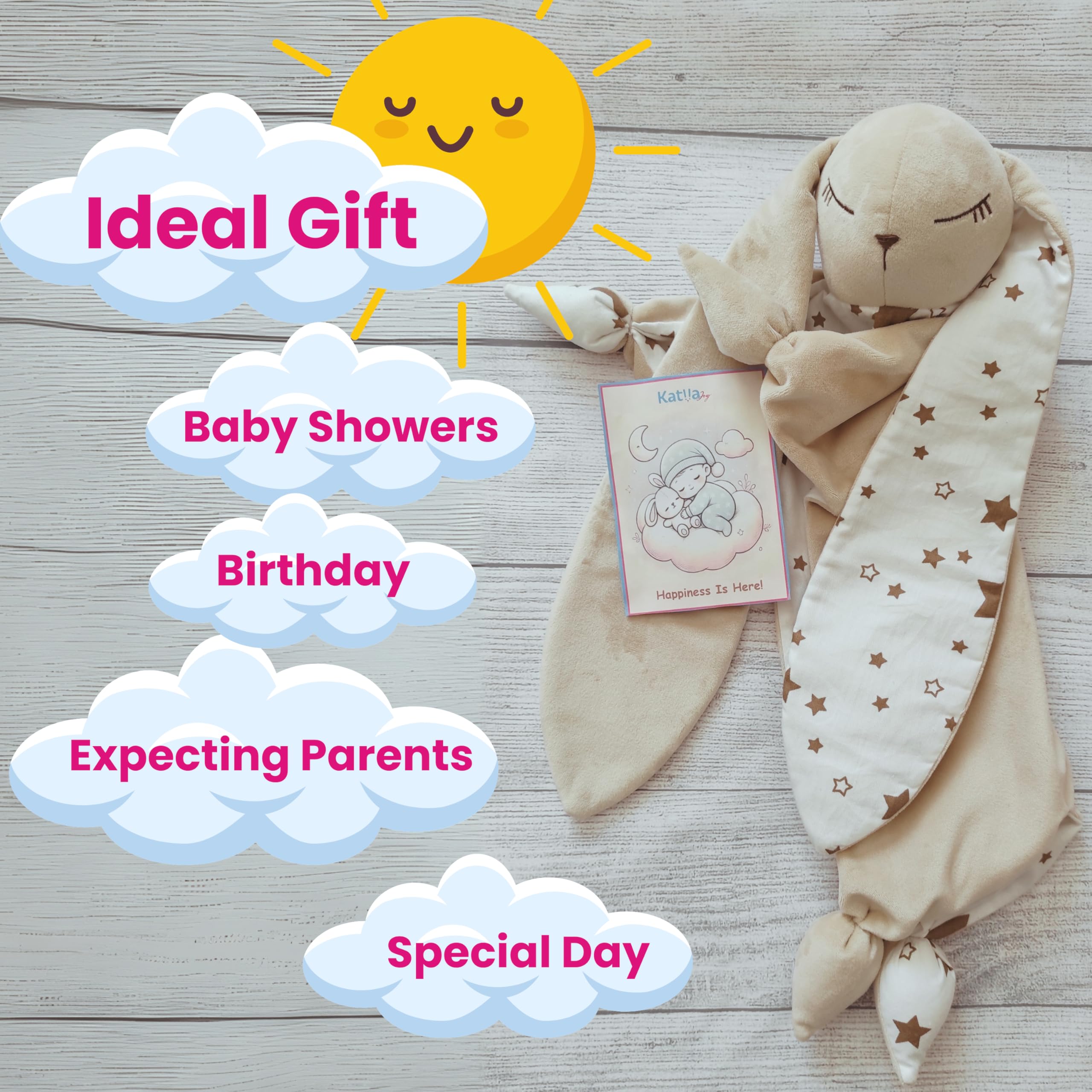Katiia Joy bunny lovey machine washable — easy cleanup for busy families