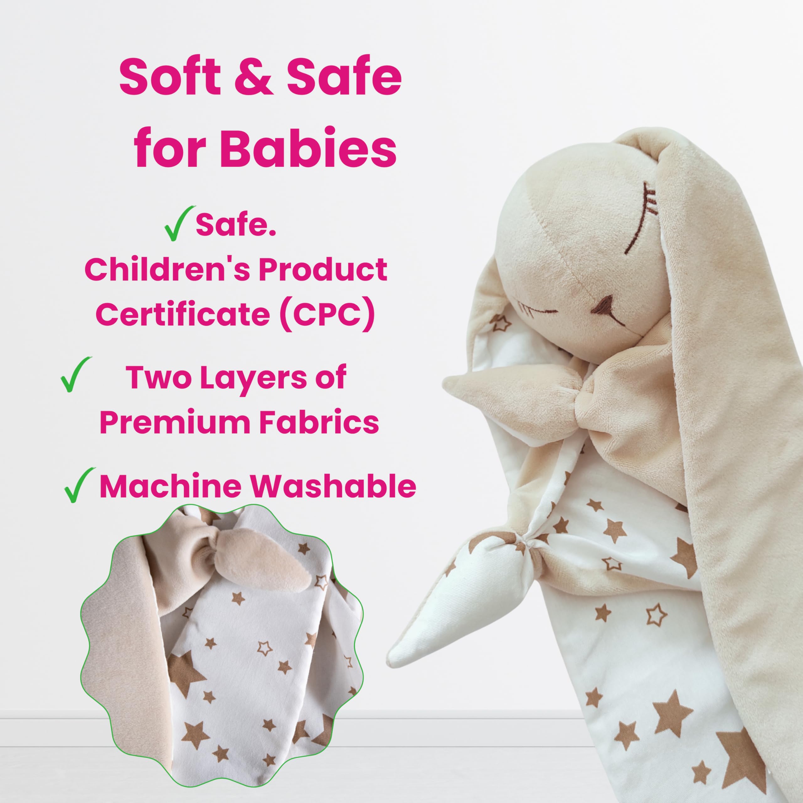 Katiia Joy bunny lovey size 16x14 inches — ideal for little hands to grasp