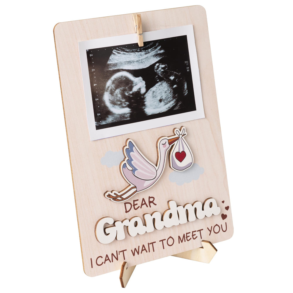 KATINAT grandparent reveal frame front view showcasing double-sided ultrasound keepsake