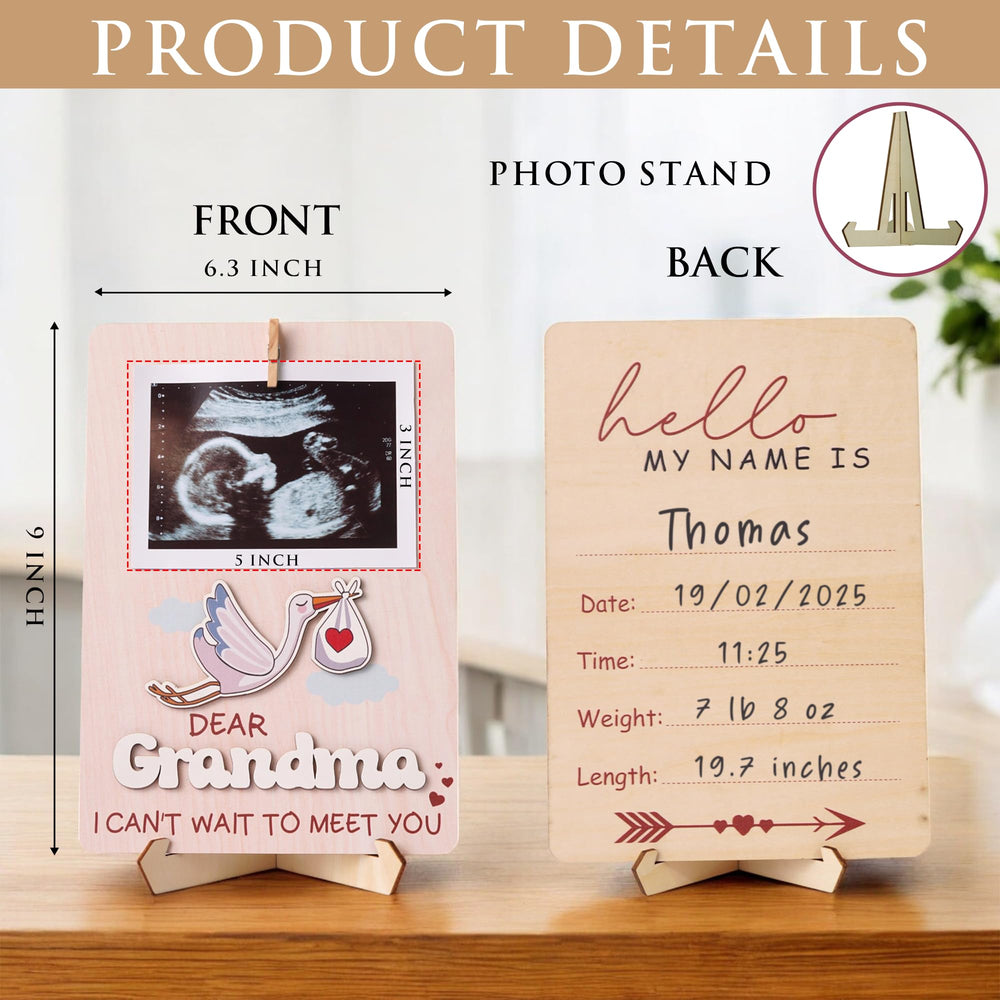 KATINAT grandparent reveal frame side view showing two pegs for ultrasound image display